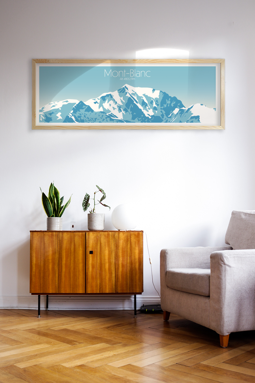 Affiche panoramique du Mont Blanc vue depuis le Mont Lachat côté français