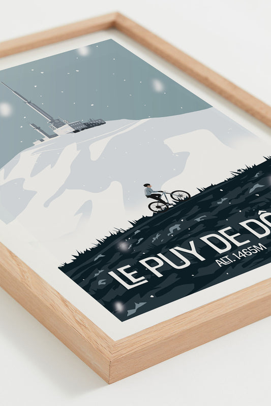 Affiche Puy de Dôme – panorama enneigé du sommet volcanique d’Auvergne
