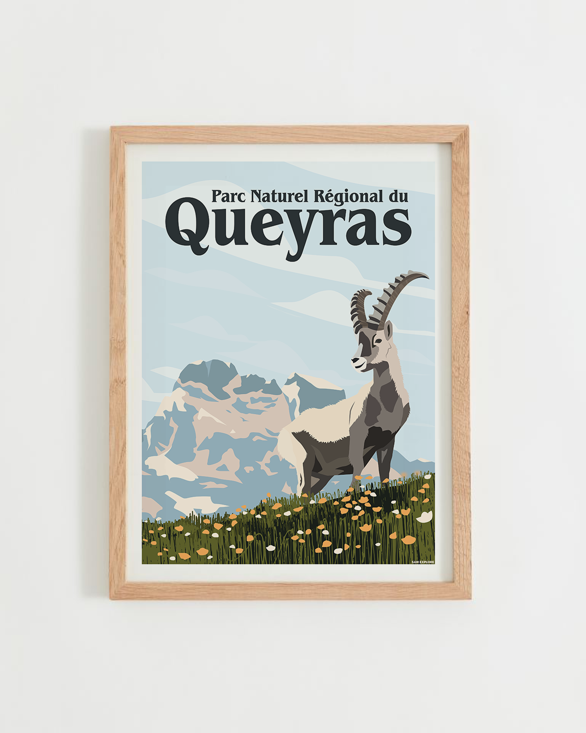 Affiche Queyras – Mont Viso et bouquetin des Alpes, cadre naturel