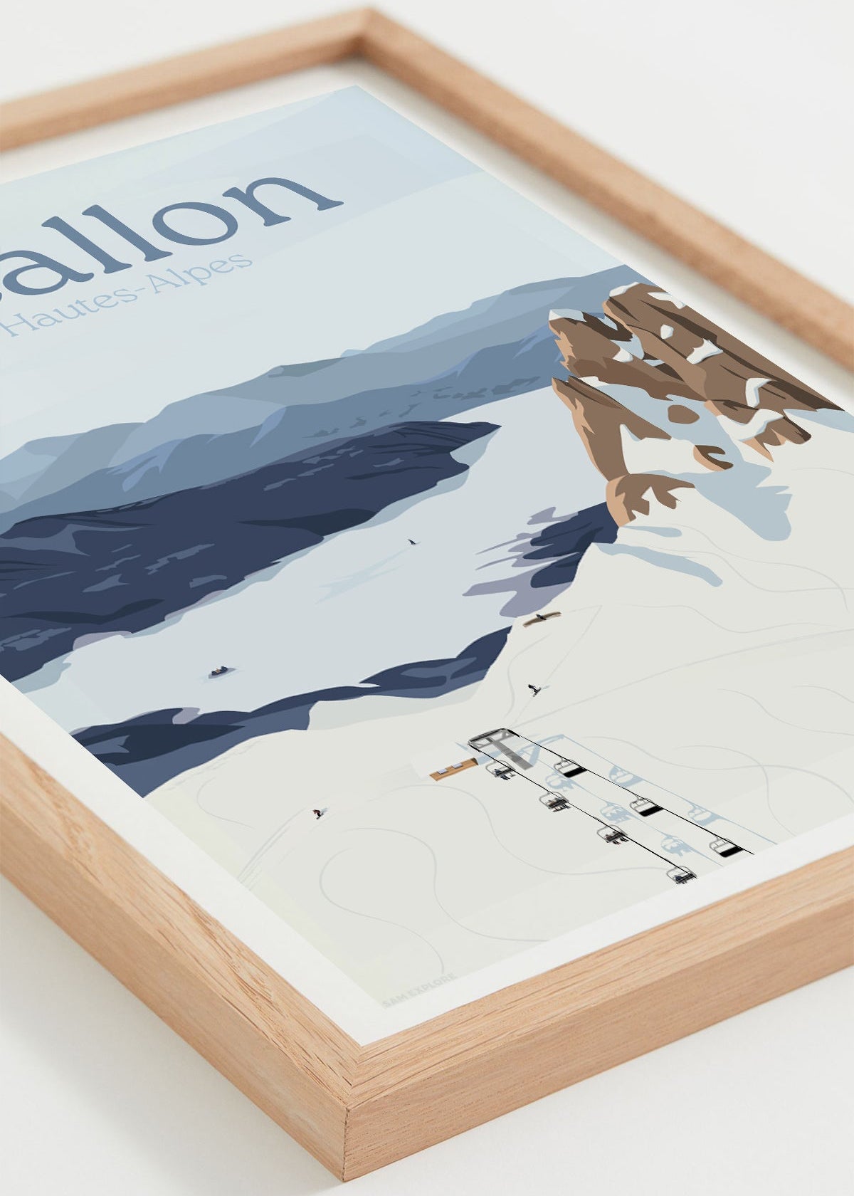 Affiche Réallon – panorama du lac de Serre-Ponçon et de la station de ski, cadre naturel