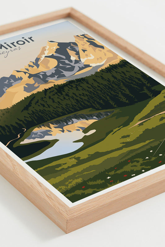 Cadre avec affiche Lac mIroir queyras