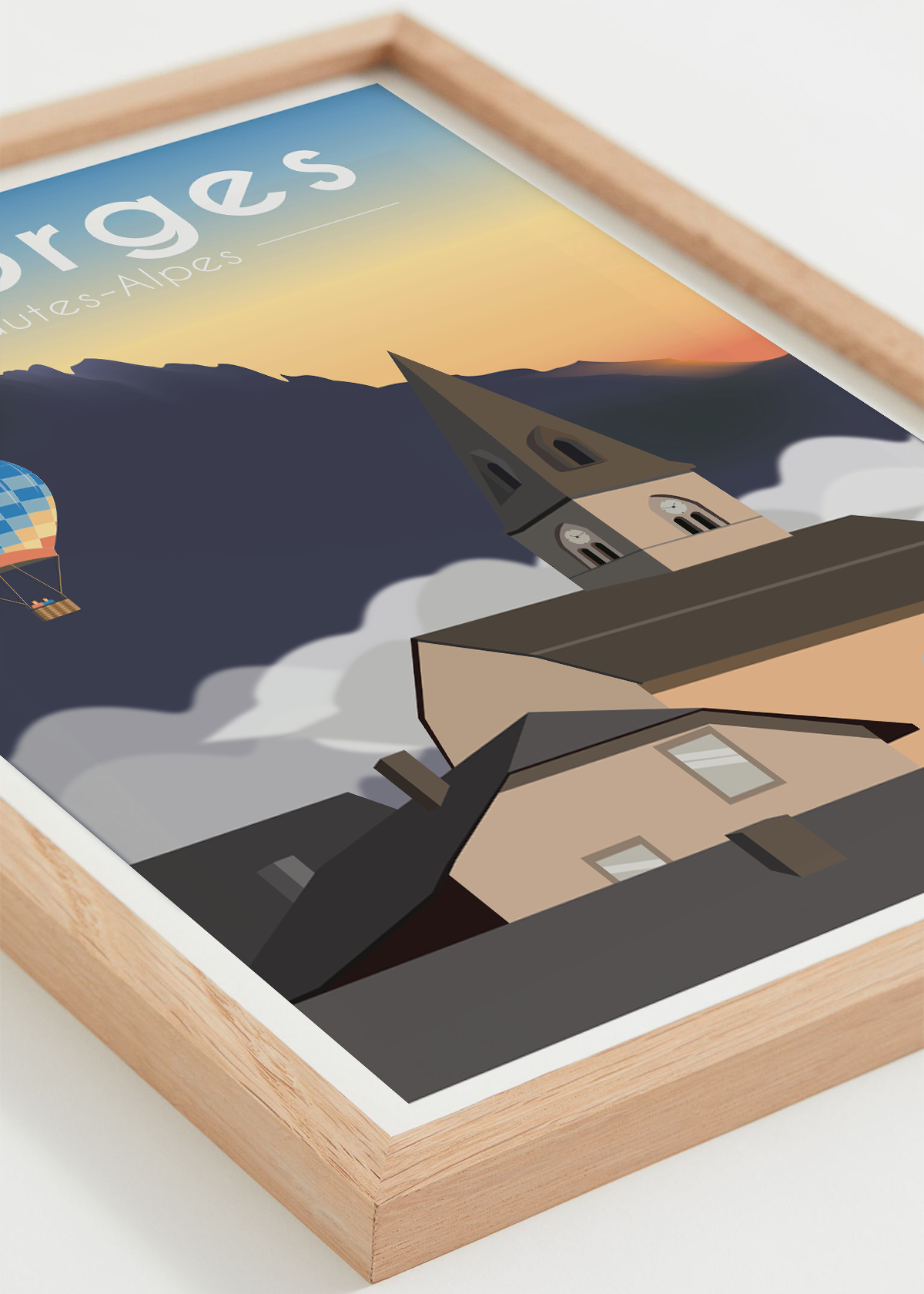 Affiche Chorges – panorama du village et montagnes des Hautes-Alpes, cadre naturel