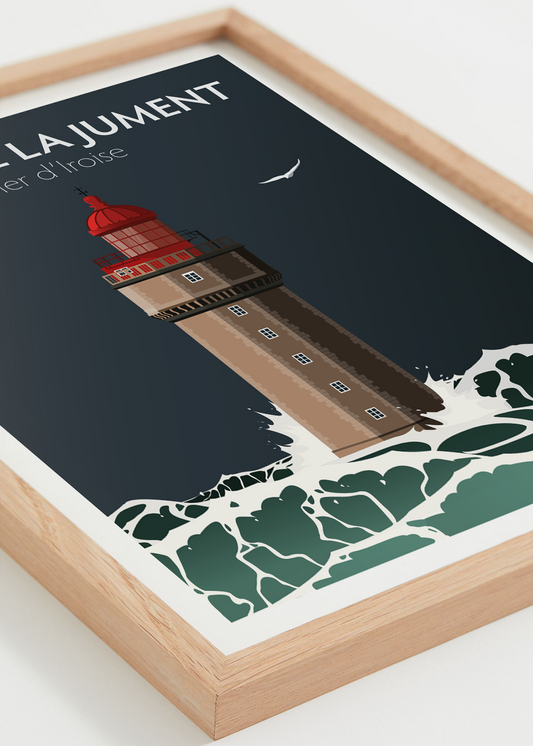 Affiche Phare de la Jument – tempête en Bretagne, cadre naturel