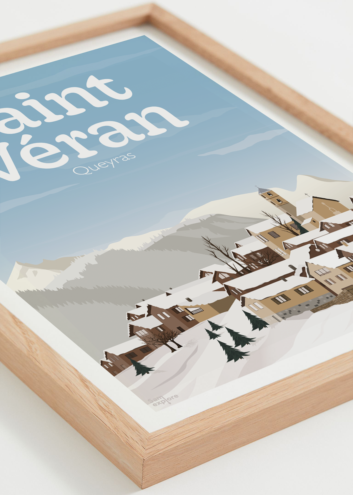 Affiche Saint-Véran – chalets sous la neige dans le Queyras, cadre naturel
