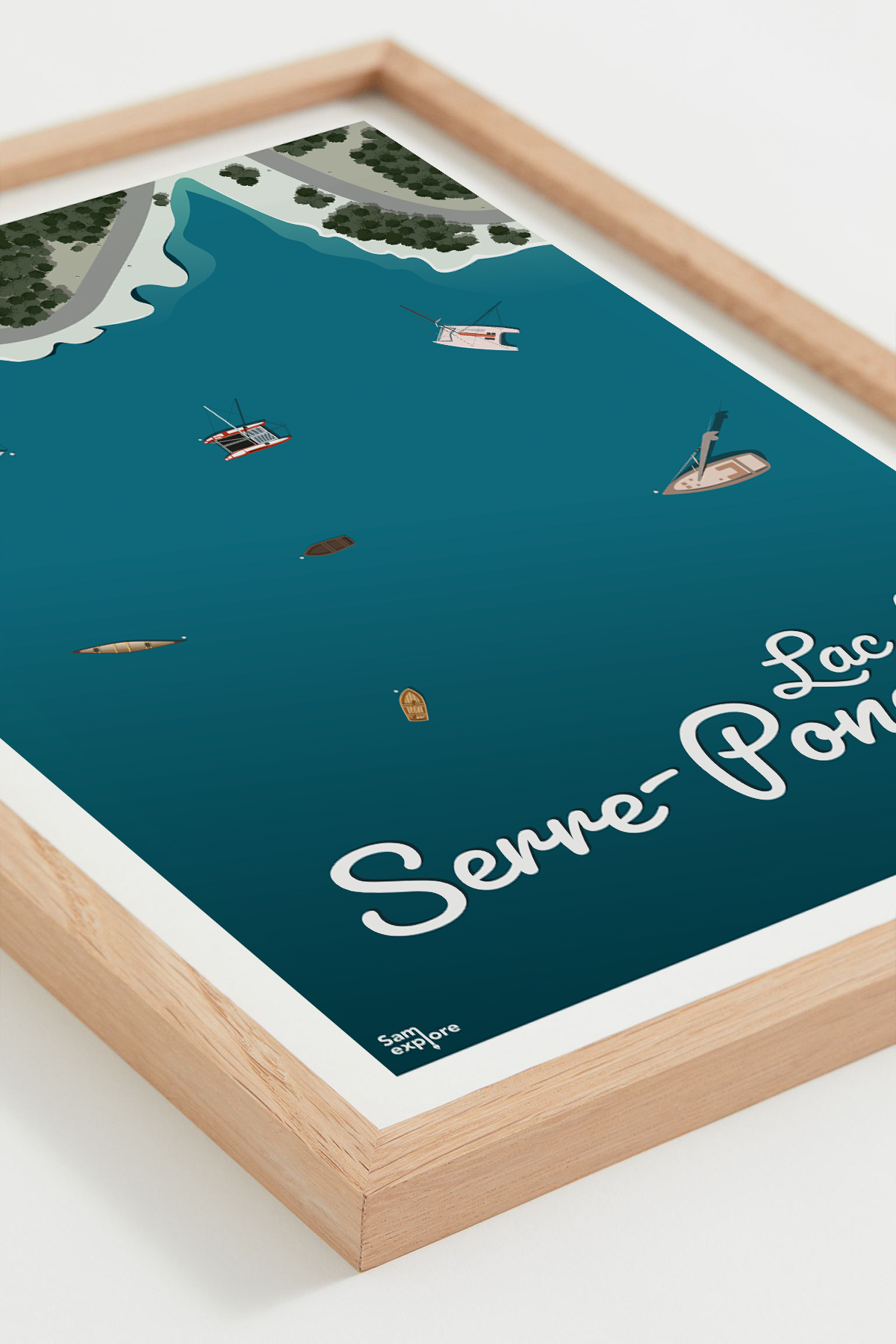 Affiche Lac de Serre-Ponçon – bateaux sur le lac alpin, cadre naturel