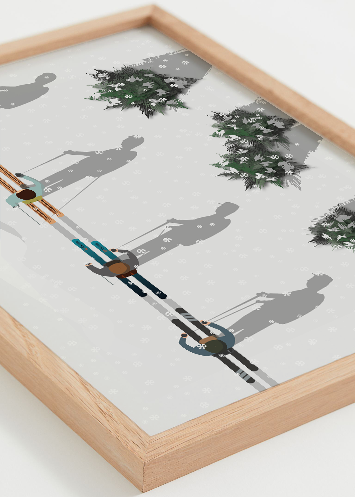 Affiche Ski de Randonnée – randonneurs sur neige en altitude, cadre naturel