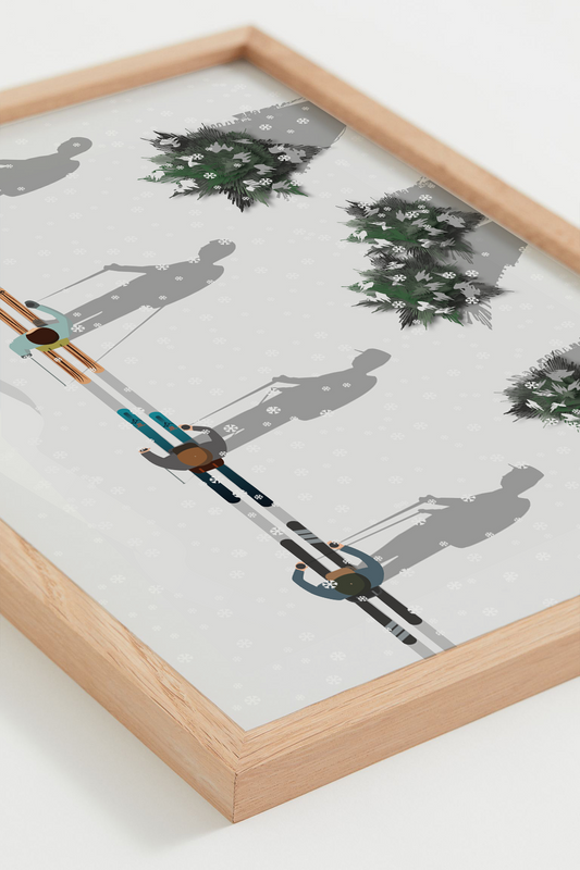 Affiche Ski de Randonnée – randonneurs sur neige en altitude, cadre naturel