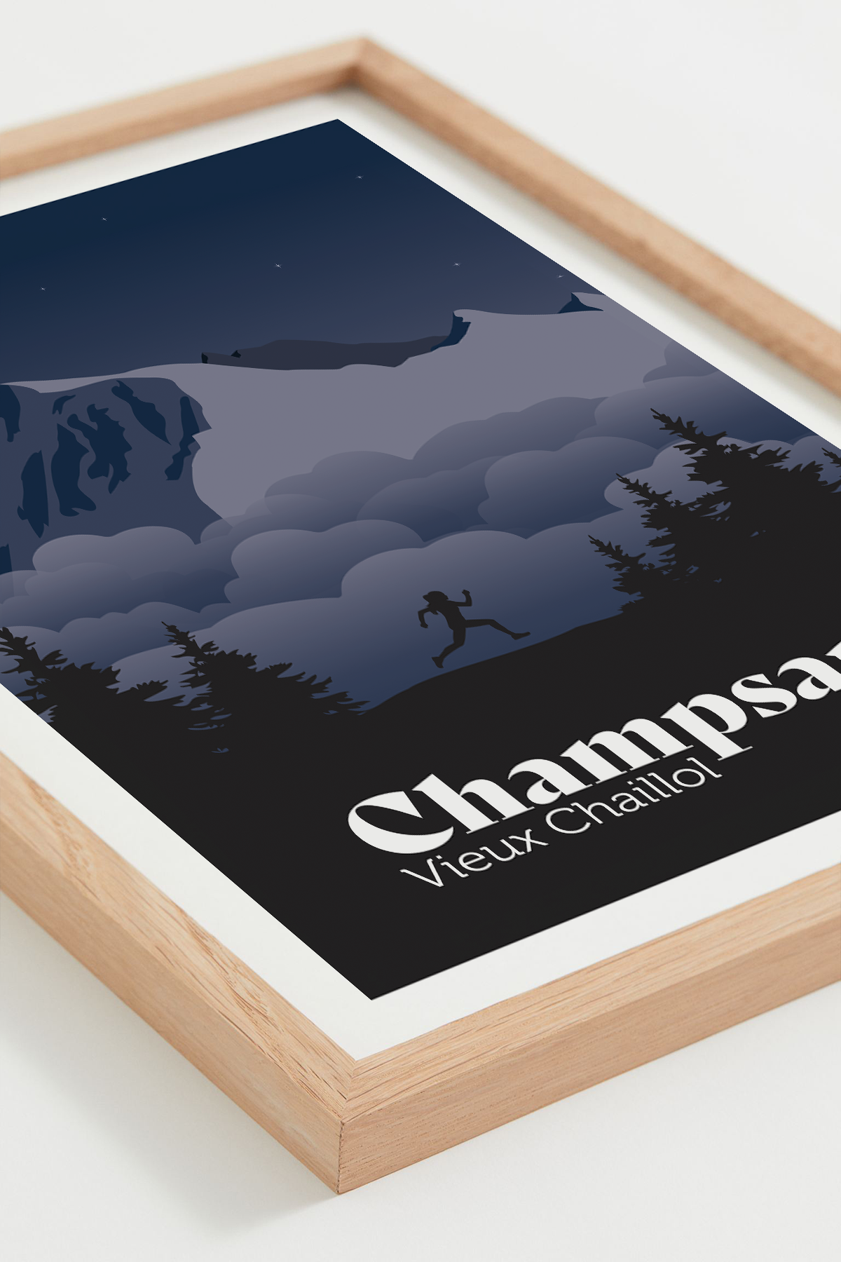 Affiche Vieux Chaillol – montagne enneigée et nuit étoilée, cadre naturel